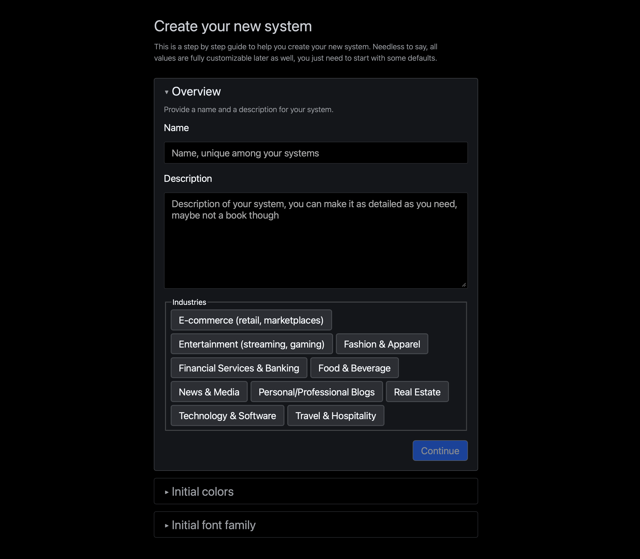 Naina onboarding, name description and industry