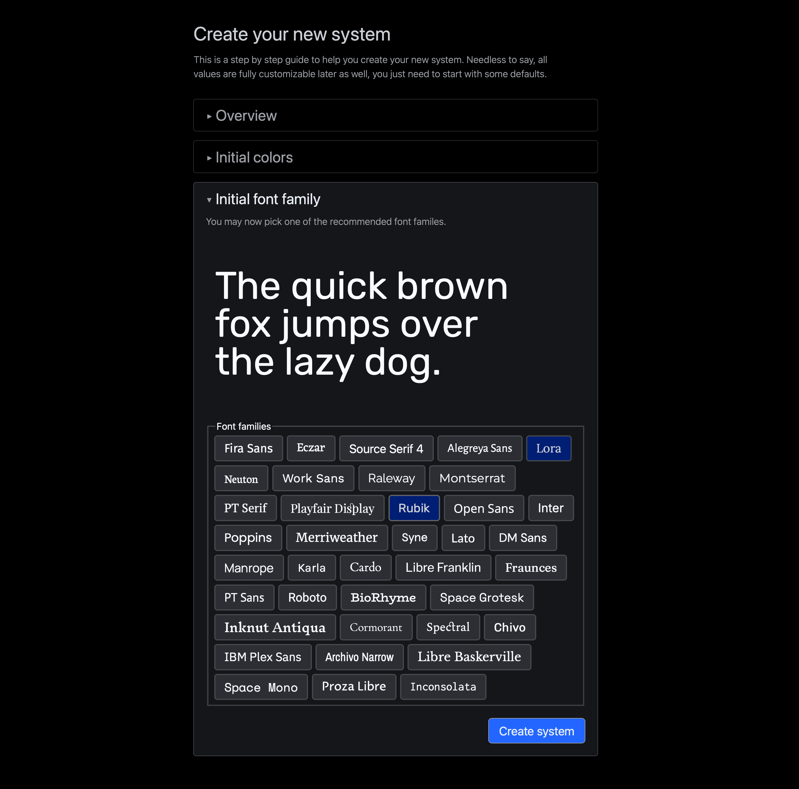 Naina onboarding, choose font family